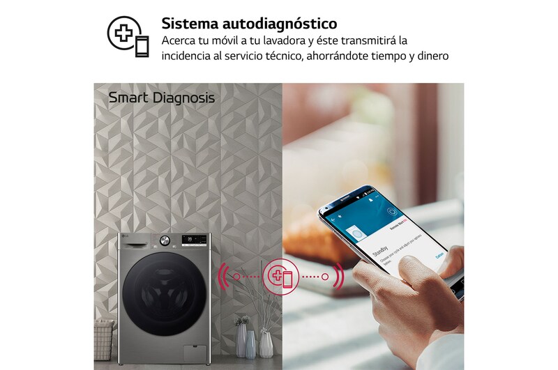 LG Lavadora inteligente AI Direct Drive. TurboWash 360º, Vapor+, 9kg , 1400rpm Un 10% más eficiente que A, Serie 700, F4WR7009AGS