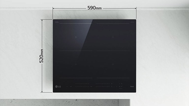 Esta imagen muestra las dimensiones de la placa de inducción.