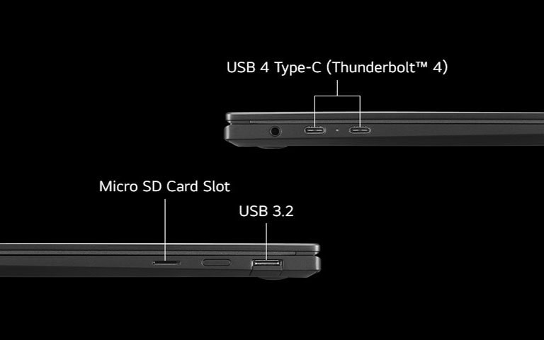 Múltiples puertos de conexión con HDMI y USB Tipo C con Thunderbolt 4.