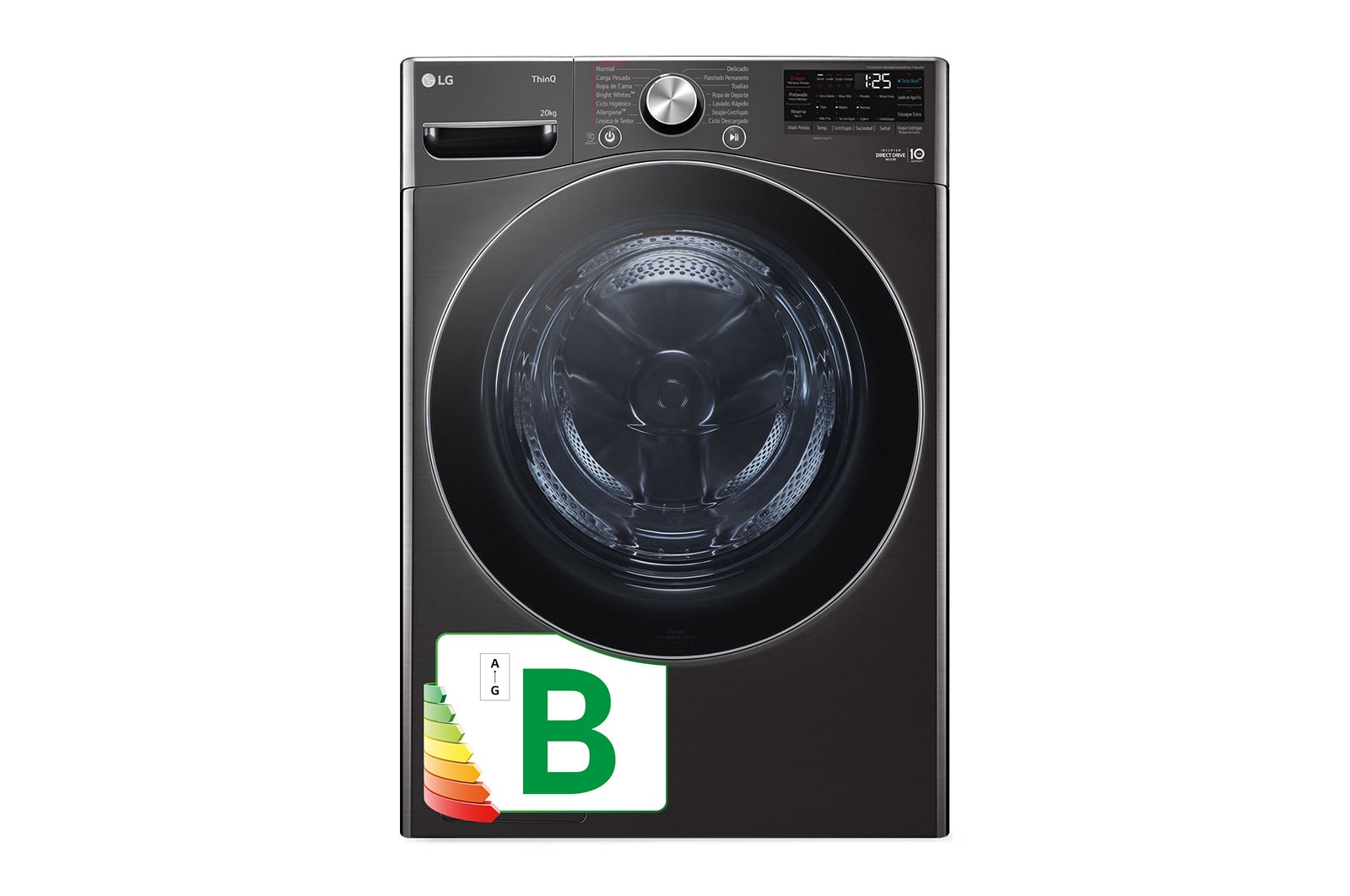 LG Lavadora inteligente AI Direct Drive. TurboWash 360º, 20kg ,  1000rpm B, Inox antihuellas, Serie XXL, F0P3CYV2E