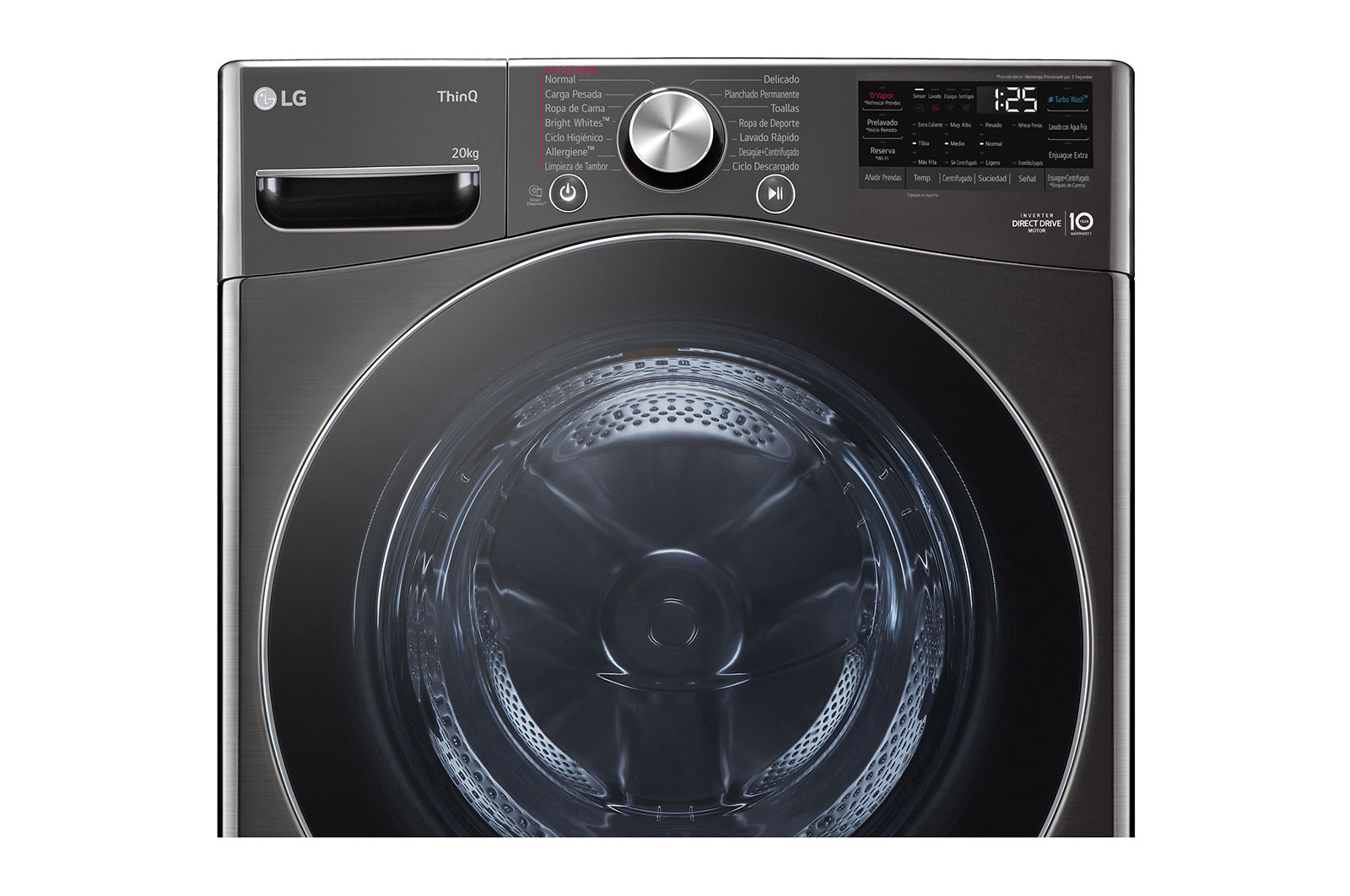 LG Lavadora inteligente AI Direct Drive. TurboWash 360º, 20kg ,  1000rpm B, Inox antihuellas, Serie XXL, F0P3CYV2E