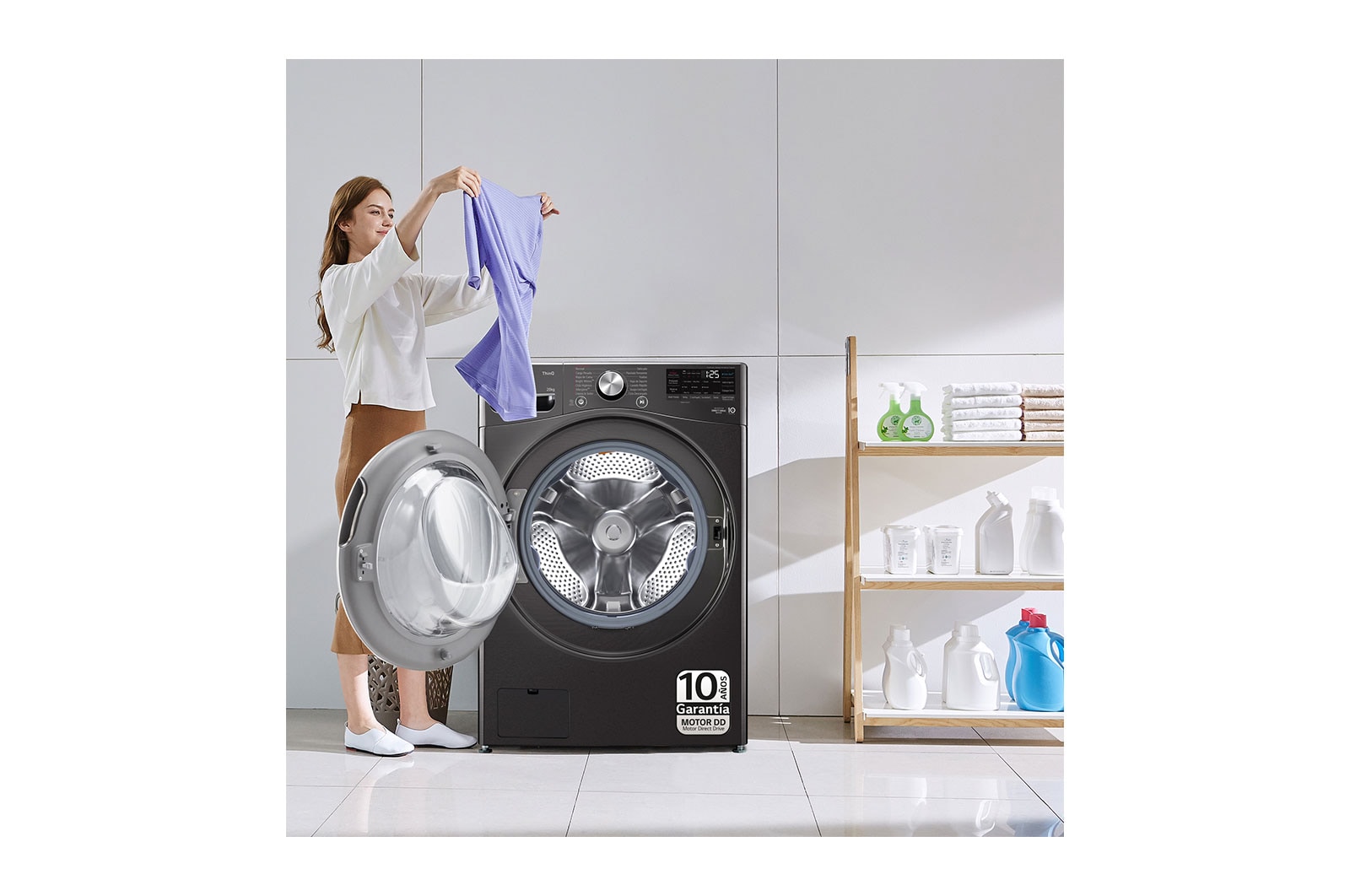 LG Lavadora inteligente AI Direct Drive. TurboWash 360º, 20kg ,  1000rpm B, Inox antihuellas, Serie XXL, F0P3CYV2E