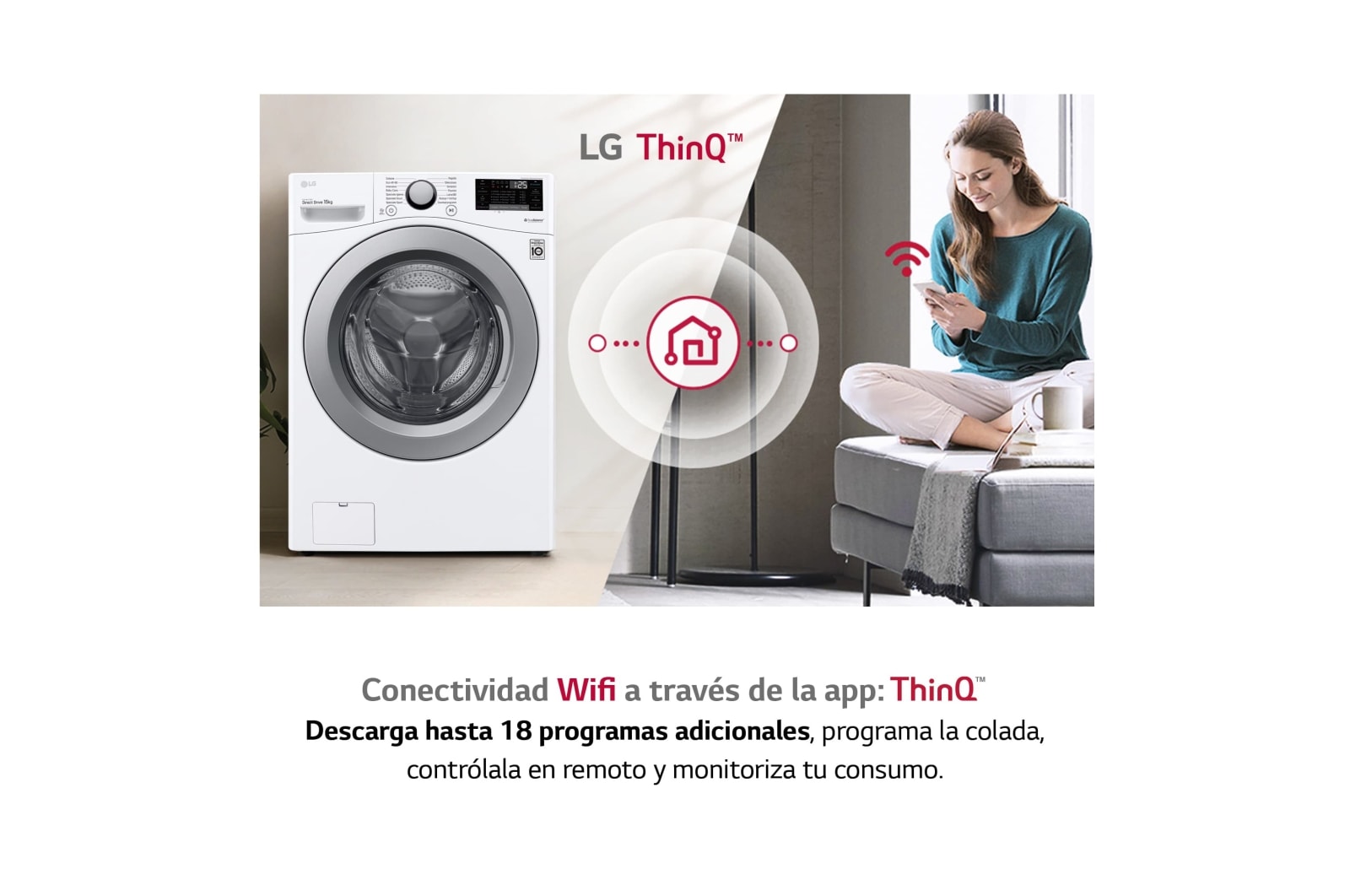 LG Lavadora Inverter Direct Drive 15 kg, E, Blanco, 1100rpm, Serie  XXL, F1P1CN4WC