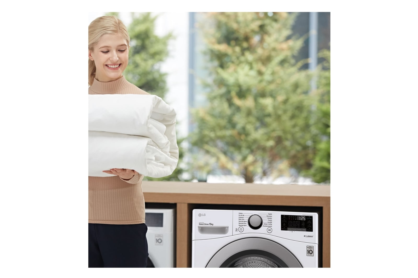 LG Lavadora Inverter Direct Drive 15 kg, E, Blanco, 1100rpm, Serie  XXL, F1P1CN4WC