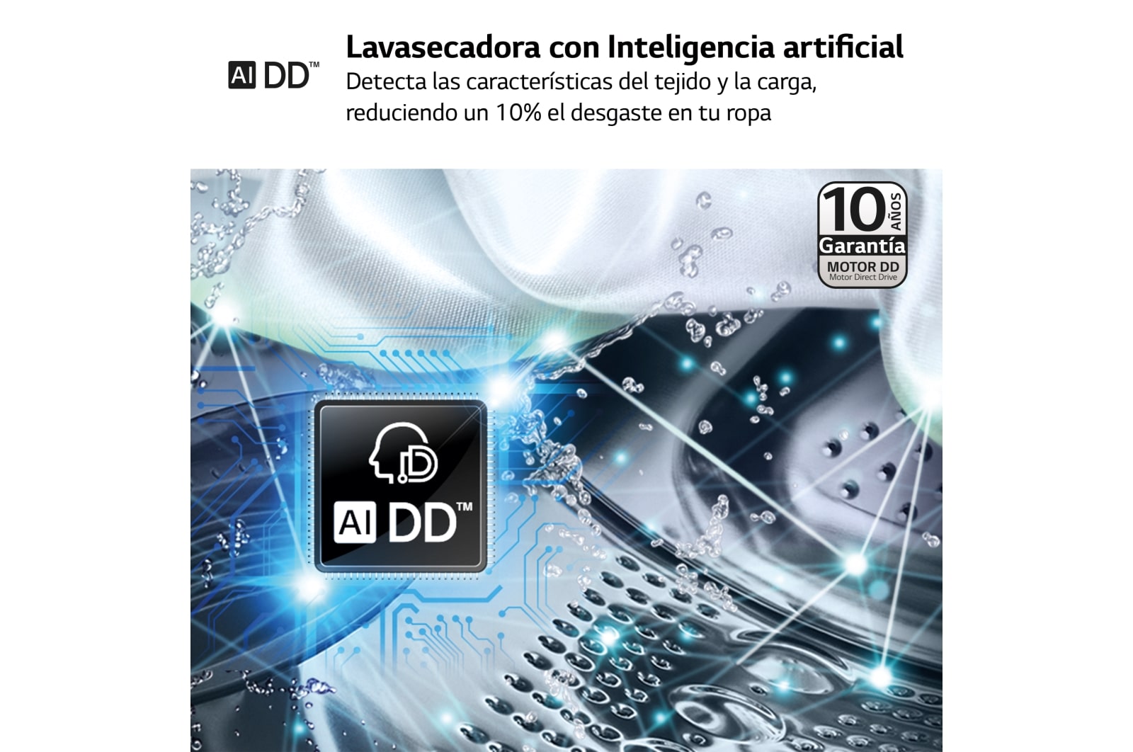 LG Lavasecadora inteligente AI Direct Drive TM, Vapor 9/5kg, 1200rpm,  Un 10% más eficiente que  A(lavado) /D(secado) Blanca, Serie Fondo especial 500 , F2DR5S09A1W