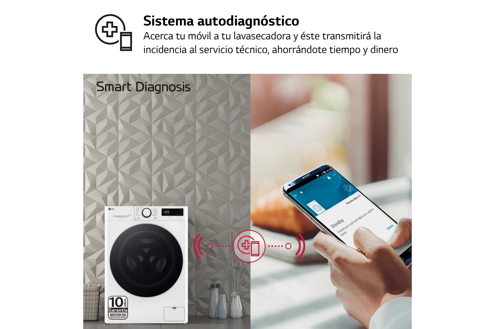 LG Lavasecadora inteligente AI Direct Drive TM, Vapor 9/5kg, 1200rpm,  Un 10% más eficiente que  A(lavado) /D(secado) Blanca, Serie Fondo especial 500 , F2DR5S09A1W