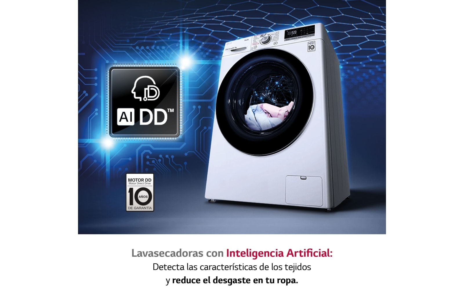 LG Lavasecadora inteligente AI Direct Drive 8,5/5kg, 1200rpm, Clasificación C(lavado)/E(secado), Blanca, Serie 500 Fondo especial, F2DV5S85S2W