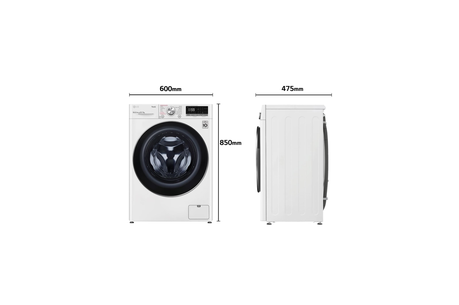 LG Lavasecadora inteligente AI Direct Drive 8,5/5kg, 1200rpm, Clasificación C(lavado)/E(secado), Blanca, Serie 500 Fondo especial, F2DV5S85S2W