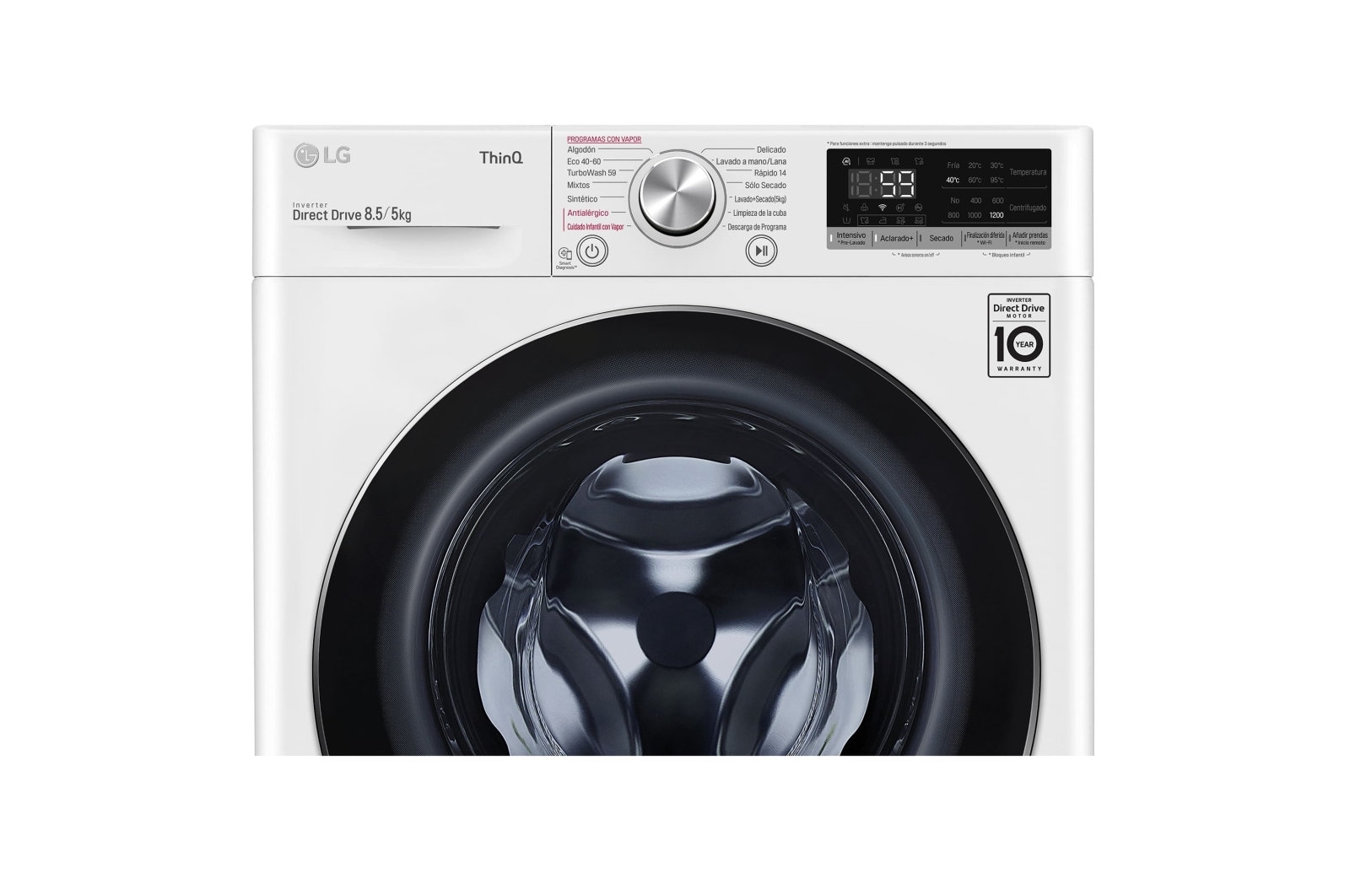 LG Lavasecadora inteligente AI Direct Drive 8,5/5kg, 1200rpm, Clasificación C(lavado)/E(secado), Blanca, Serie 500 Fondo especial, F2DV5S85S2W