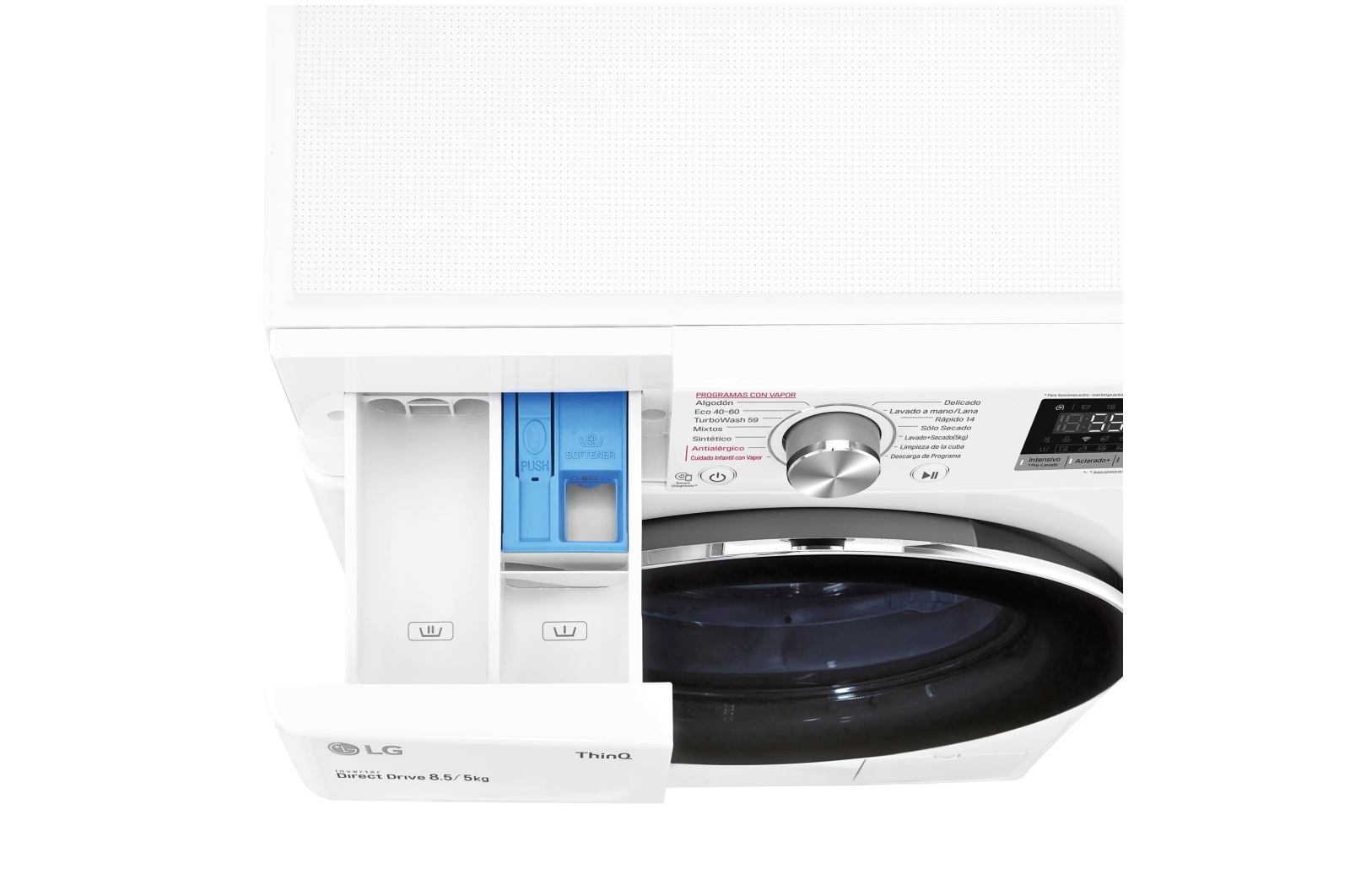 LG Lavasecadora inteligente AI Direct Drive 8,5/5kg, 1200rpm, Clasificación C(lavado)/E(secado), Blanca, Serie 500 Fondo especial, F2DV5S85S2W