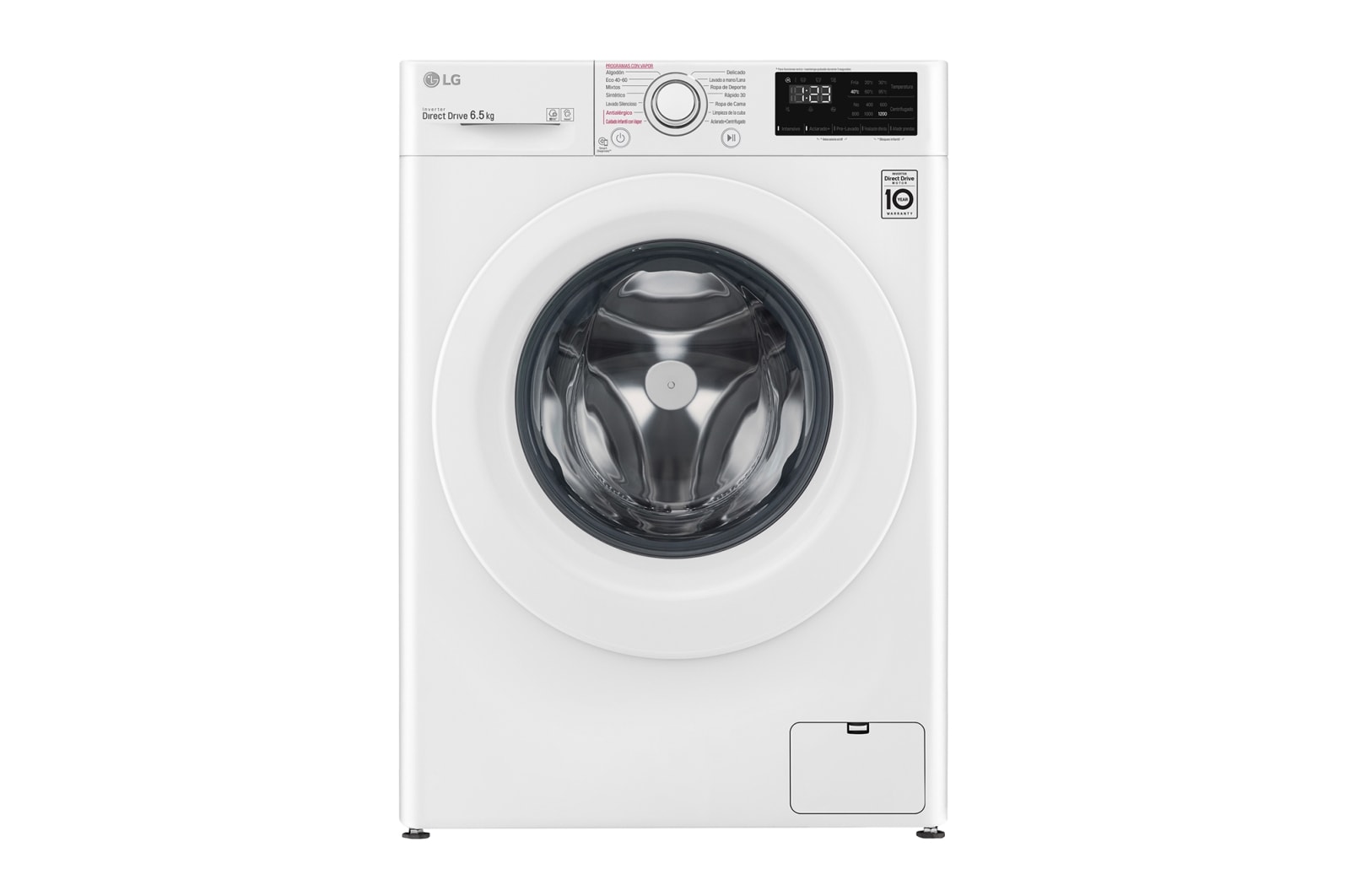 LG Lavadora inteligente AI Direct Drive 6,5kg, 1200rpm, Clasificación E, Blanca, Serie 200, F2WN2S65S3W