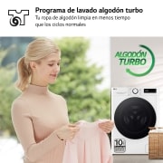 LG Lavadora inteligente AI Direct Drive,  Vapor,  8kg ,  1200rpm Un 10% más eficiente que A, Serie fondo especial 500, F2WR5S08AGW