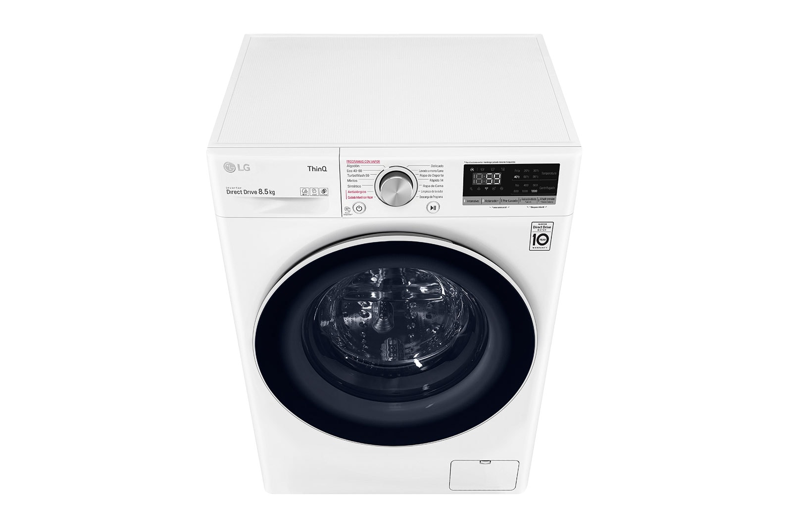 LG Lavadora inteligente AI Direct Drive 8.5kg, 1200rpm, Clasificación C, Blanca, Serie 500, F2WV5S85S0W