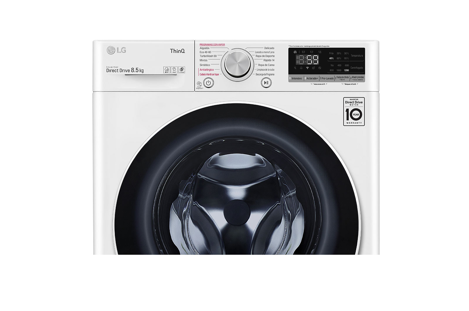 LG Lavadora inteligente AI Direct Drive 8.5kg, 1200rpm, Clasificación C, Blanca, Serie 500, F2WV5S85S0W