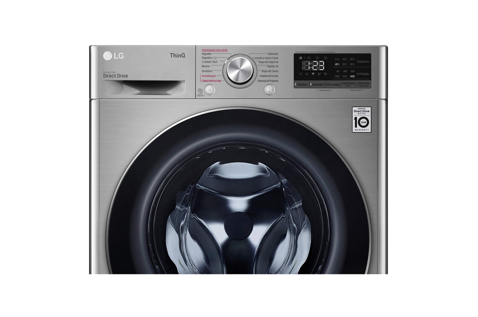 LG Lavadora inteligente AI Direct Drive 8,5kg, 1200rpm, Clasificación C, Inox antihuellas, Serie 500, F2WV5S85S2S