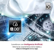 LG Lavadora inteligente AI Direct Drive 8,5kg, 1200rpm, Clasificación C, Inox antihuellas, Serie 500, F2WV5S85S2S