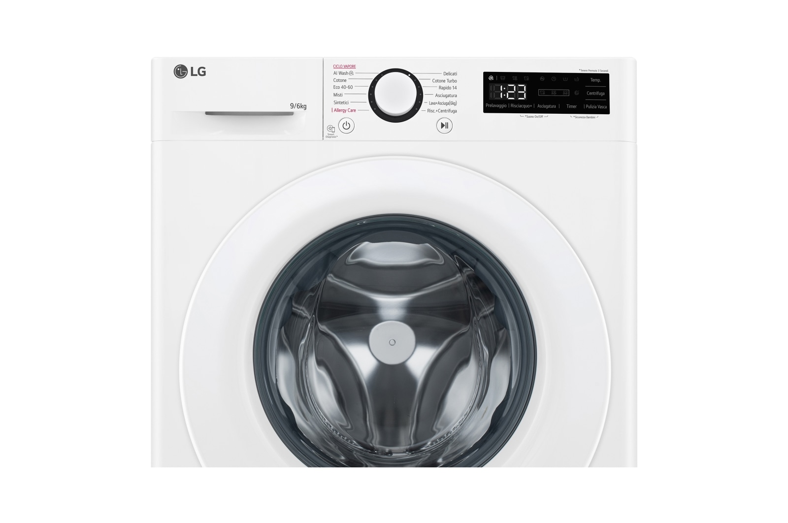 LG Lavasecadora inteligente AI Direct Drive TM, Vapor 9/6kg, 1400rpm, Un 10% más eficiente que A(lavado) /D(secado) Blanca, Serie 500 , F4DR5009A3W