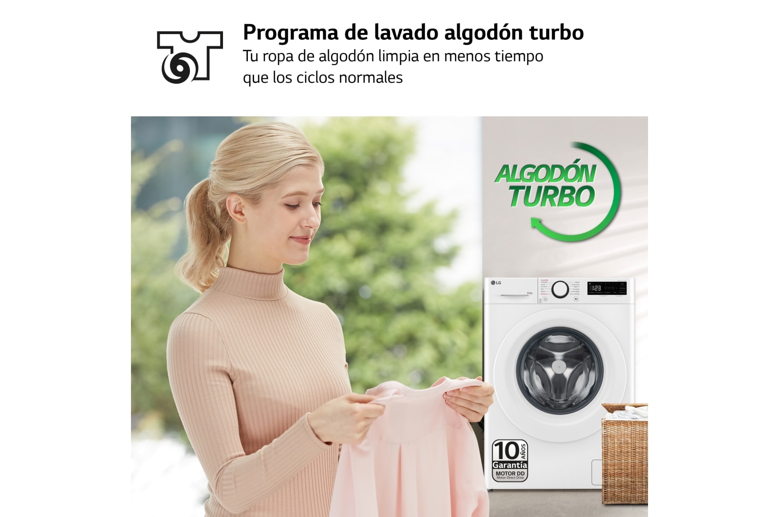 LG Lavasecadora inteligente AI Direct Drive TM, Vapor 9/6kg, 1400rpm, Un 10% más eficiente que A(lavado) /D(secado) Blanca, Serie 500 , F4DR5009A3W