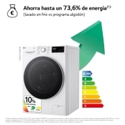 LG Lavasecadora inteligente AI Direct Driveᵀᴹ, Vapor 9/6kg, 1400rpm, Un 10% más eficiente que A(lavado) /D(secado) Blanca, Serie 500, F4DR5509A0W