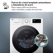 LG Lavasecadora inteligente AI Direct Driveᵀᴹ, Vapor 9/6kg, 1400rpm, Un 10% más eficiente que A(lavado) /D(secado) Blanca, Serie 500, F4DR5509A0W