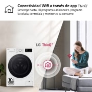 LG Lavasecadora inteligente AI Direct Driveᵀᴹ, Vapor 9/6kg, 1400rpm, Un 10% más eficiente que A(lavado) /D(secado) Blanca, Serie 500, F4DR5509A0W