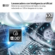 LG Lavasecadora inteligente AI Direct Drive TM, Vapor 9/6kg, 1400rpm, Un 10% más eficiente que A(lavado) /D(secado) Blanca, Serie 500, F4DR5509A1W