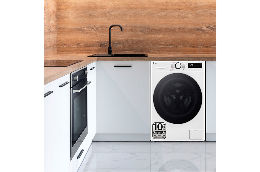 LG 9/6 kg y 1400 rpm Lavasecadora en Blanco, F4DR6009A1W