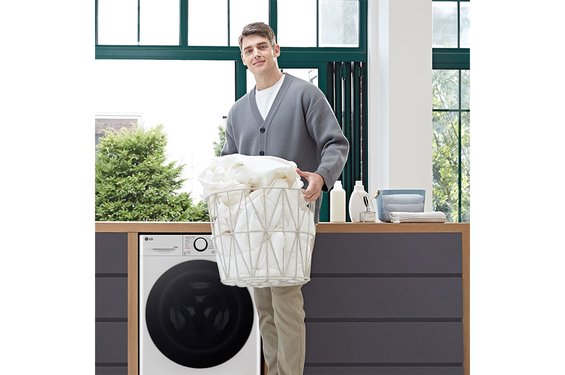 LG 9/6 kg y 1400 rpm Lavasecadora en Blanco, F4DR6009A1W