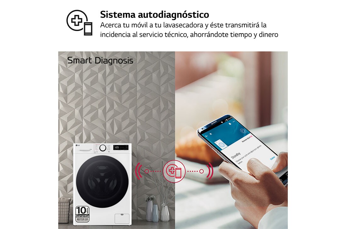 LG 9/6 kg y 1400 rpm Lavasecadora en Blanco, F4DR6009A1W