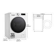 LG 9/6 kg y 1400 rpm Lavasecadora en Blanco, F4DR6009A1W