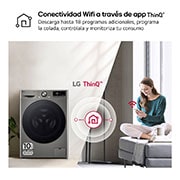 LG Lavasecadora inteligente AI Direct Drive™, Turbowash 360º, 9/6kg, 1400rpm, Un 10% más eficiente que  A(lavado) /D(secado), Blanca, Serie 700, F4DR7009AGS