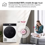 LG Lavasecadora inteligente AI Direct Driveᵀᴹ, Turbowash 360º, Autodosificación 10/6kg, 1400rpm,  Un 10% más eficiente que  A(lavado) /D(secado) Blanca, Serie 750, F4DR7510AGW