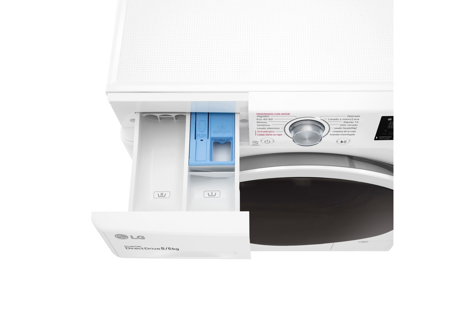 LG Lavasecadora inteligente AI Direct Drive™, con Vapor 8/6kg, 1400rpm, Clasificación B(lavado)/E(secado) Blanca, Serie 310, F4DV3108S0W