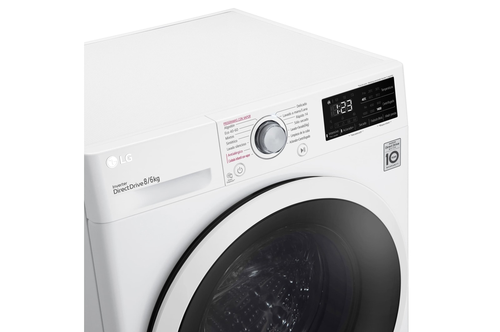 LG Lavasecadora inteligente AI Direct Drive™, con Vapor 8/6kg, 1400rpm, Clasificación B(lavado)/E(secado) Blanca, Serie 310, F4DV3108S0W