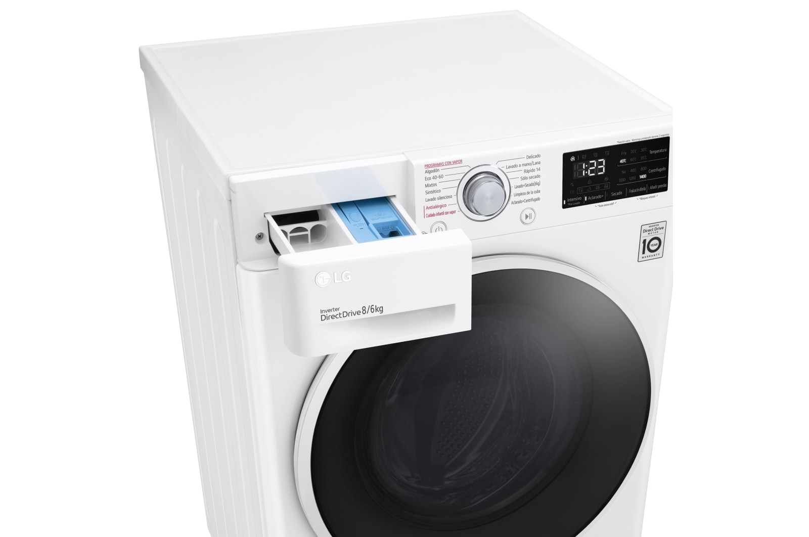 LG Lavasecadora inteligente AI Direct Drive™, con Vapor 8/6kg, 1400rpm, Clasificación B(lavado)/E(secado) Blanca, Serie 310, F4DV3108S0W