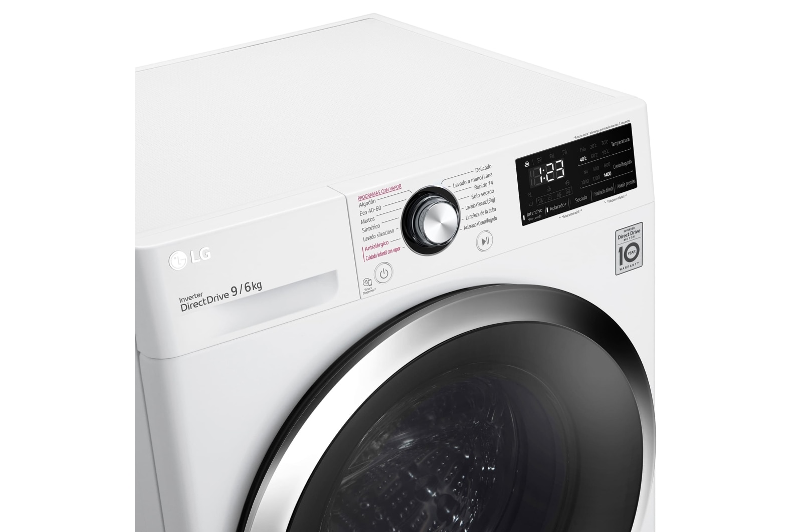 LG Lavasecadora inteligente  AI Direct Drive™,  con Vapor  9/6kg, 1400rpm,  Clasificación B(lavado)/E(secado) Blanca, Serie 310, F4DV3109S2W