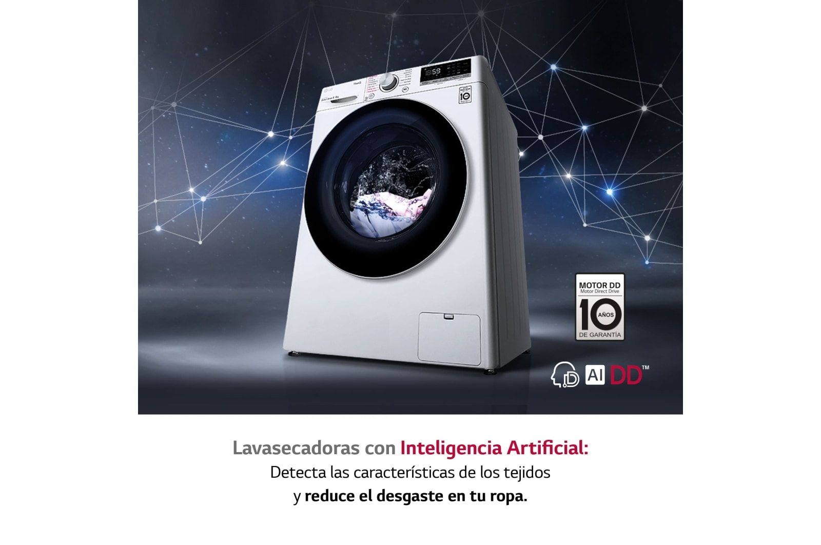 LG Lavasecadora inteligente AI Direct Drive 9/6kg, 1400rpm, Clasificación E, Blanca, Serie 500, F4DV5009S1W