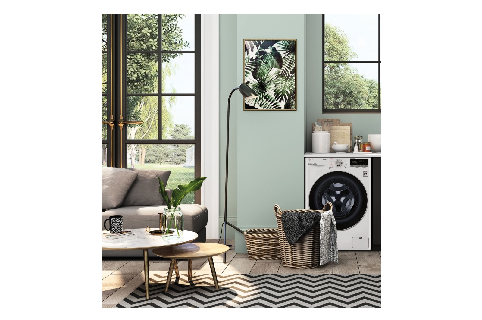 LG Lavasecadora inteligente AI Direct Drive 9/6kg, 1400rpm, Clasificación E, Blanca, Serie 500, F4DV5009S1W