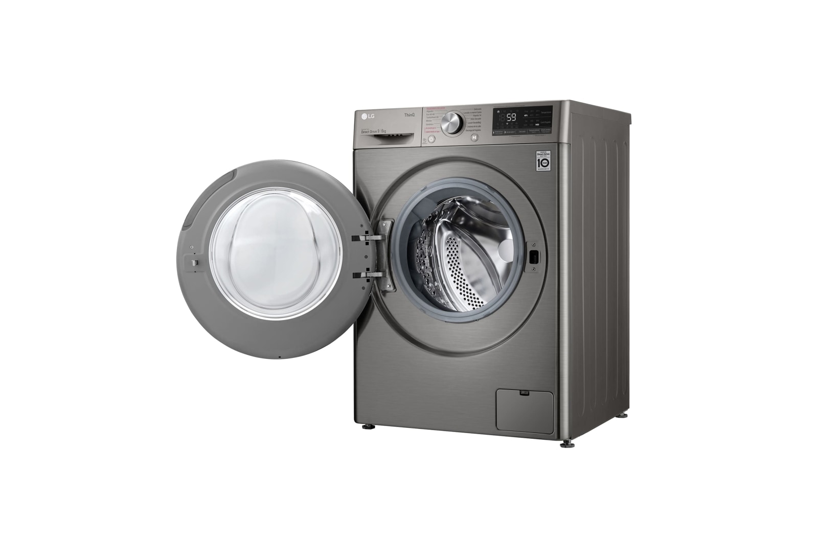 LG Lavasecadora inteligente AI Direct Drive 9/6kg, 1400rpm, Clasificación B(lavado)/E(secado), Inox antihuellas, Serie 500, F4DV5009S2S