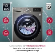 LG Lavasecadora inteligente AI Direct Drive 9/6kg, 1400rpm, Clasificación B(lavado)/E(secado), Inox antihuellas, Serie 500, F4DV5009S2S