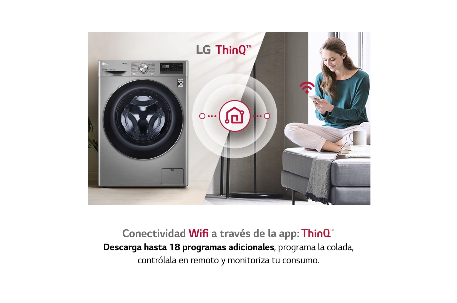 LG Lavasecadora inteligente AI Direct Drive 10,5/7kg, 1400rpm, Clasificación A(lavado)/E(secado), Inox antihuellas, Serie 700, F4DV7010S2S