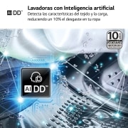 LG Lavadora inteligente AI Direct Drive,  Vapor,  9kg ,  1400rpm Un 10% más eficiente que A, Serie 500, F4WR5009A3W