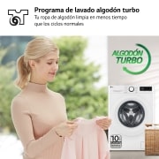 LG Lavadora inteligente AI Direct Drive,  Vapor,  9kg ,  1400rpm Un 10% más eficiente que A, Serie 500, F4WR5009A3W