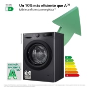 LG Lavadora inteligente AI Direct Drive,  Vapor,  9kg ,  1400rpm Un 10% más eficiente que A, Serie 500, F4WR5009A6M