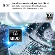 LG Lavadora inteligente AI Direct Drive,  Vapor,  9kg ,  1400rpm Un 10% más eficiente que A, Serie 500, F4WR5009A6M