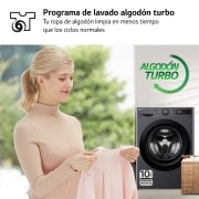 LG Lavadora inteligente AI Direct Drive,  Vapor,  9kg ,  1400rpm Un 10% más eficiente que A, Serie 500, F4WR5009A6M