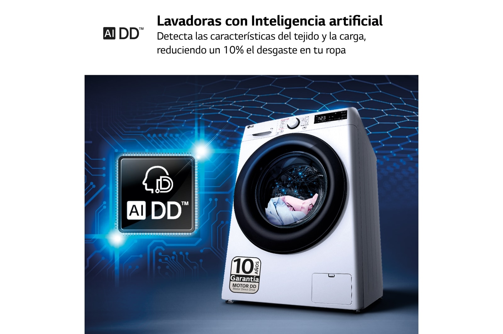 LG Lavadora inteligente AI Direct Drive,  Vapor,  9kg ,  1400rpm Un 10% más eficiente que A, Serie 500, F4WR5009A6W