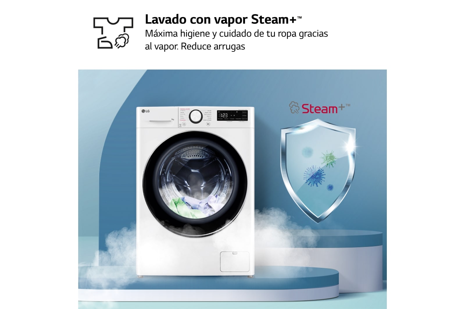 LG Lavadora inteligente AI Direct Drive,  Vapor,  9kg ,  1400rpm Un 10% más eficiente que A, Serie 500, F4WR5009A6W