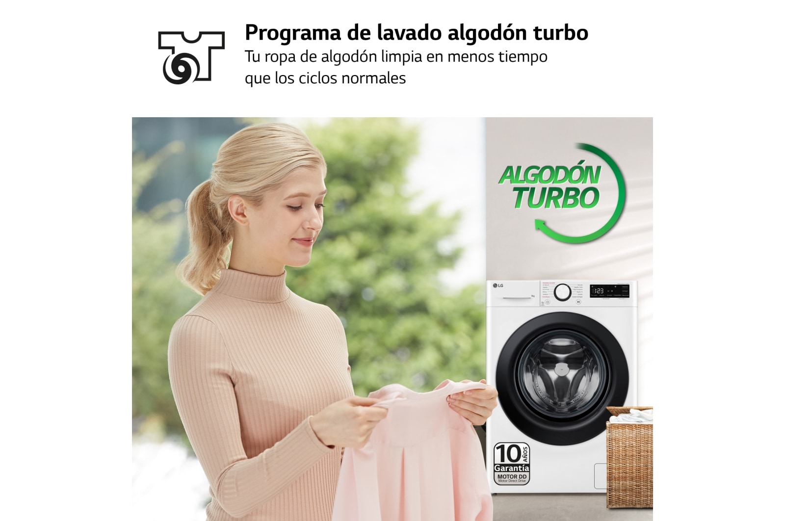 LG Lavadora inteligente AI Direct Drive,  Vapor,  9kg ,  1400rpm Un 10% más eficiente que A, Serie 500, F4WR5009A6W