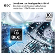 LG Lavadora inteligente AI Direct Drive,  Vapor,  10kg ,  1400rpm Un 10% más eficiente que A, Serie 500, F4WR5010A6W